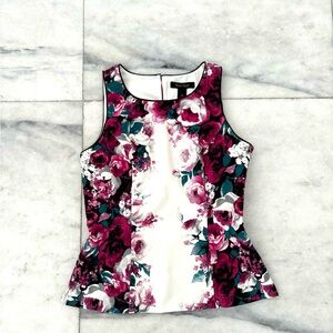 White House Black Market Shell Top Floral Colorful Lined Womens 4 Office Bloom